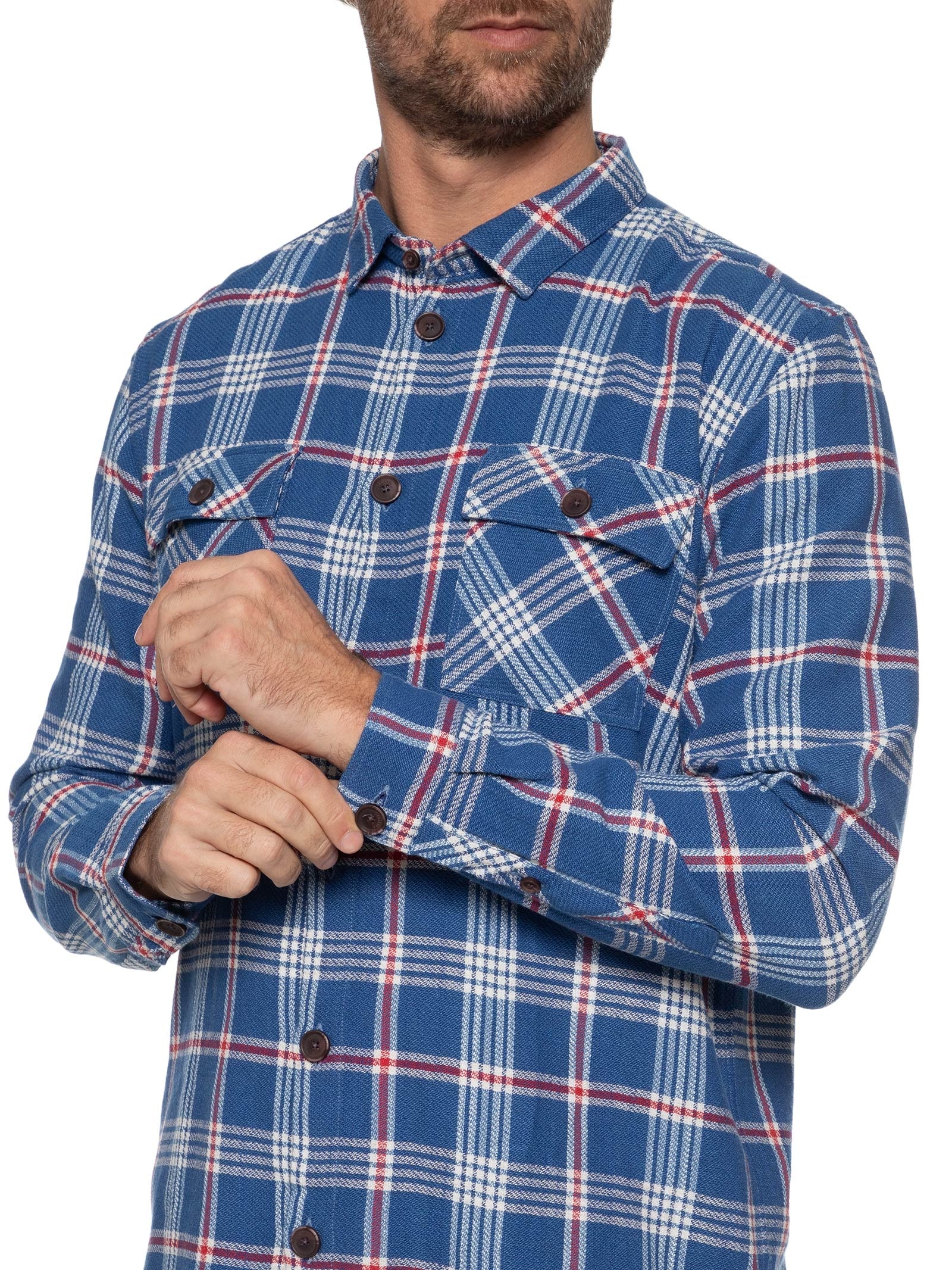 Camisa Masculina Overshirt Floripa Xadrez Regatta Azul Reserva