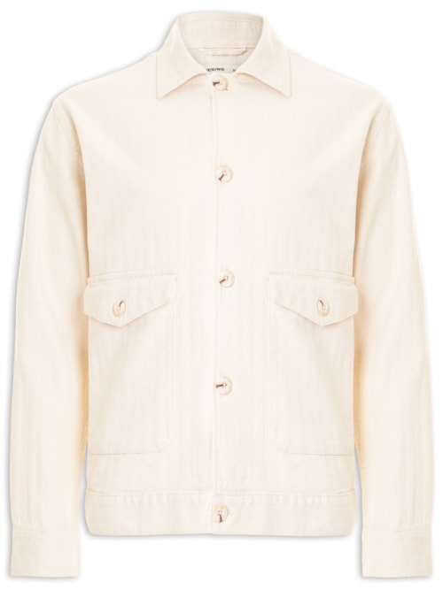 Camisa Masculina Overshirt Regular Fit Espinha De Peixe – Off White