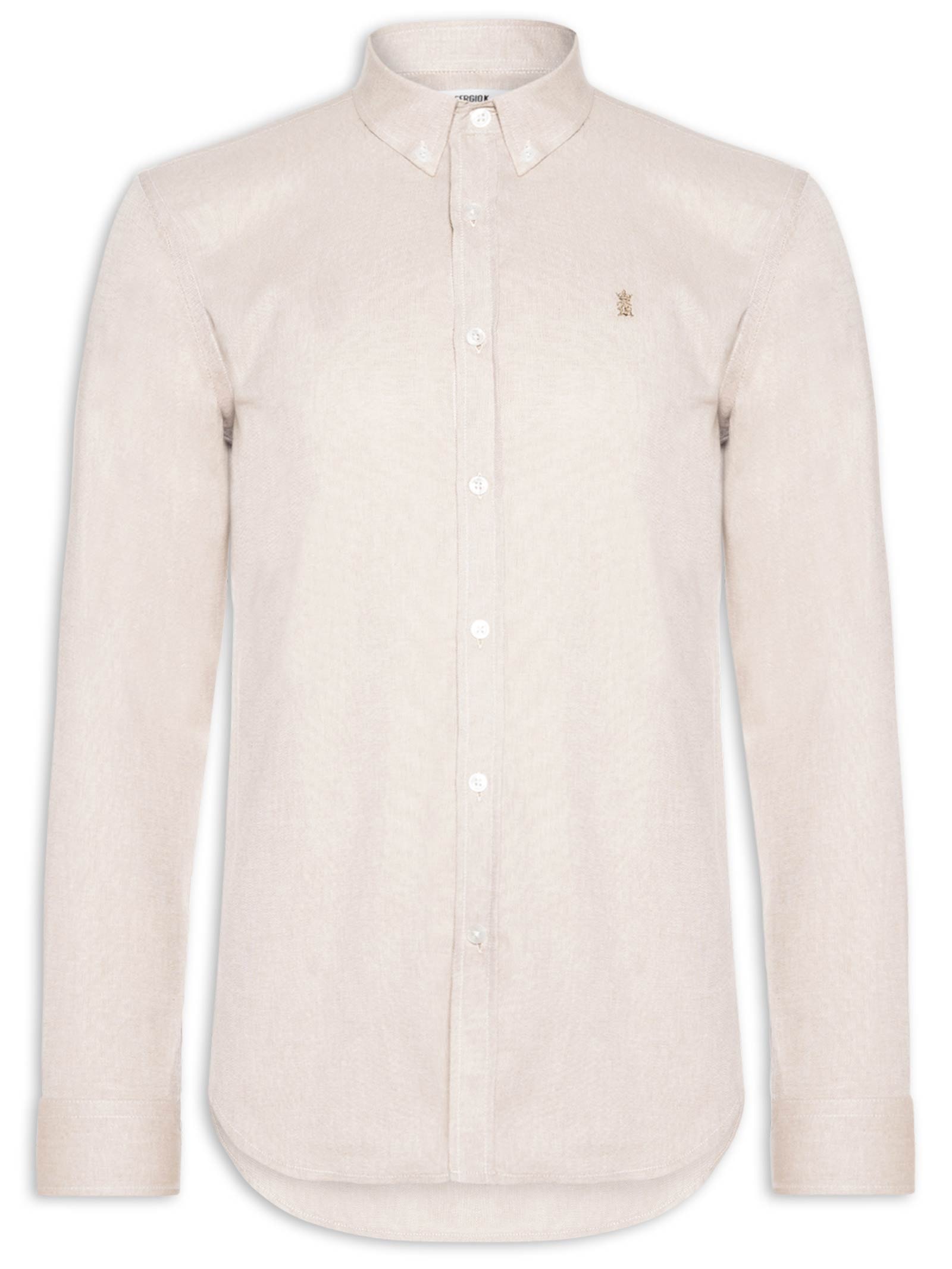 Camisa Masculina Oxford Algodão Egípcio Bege Sergio K