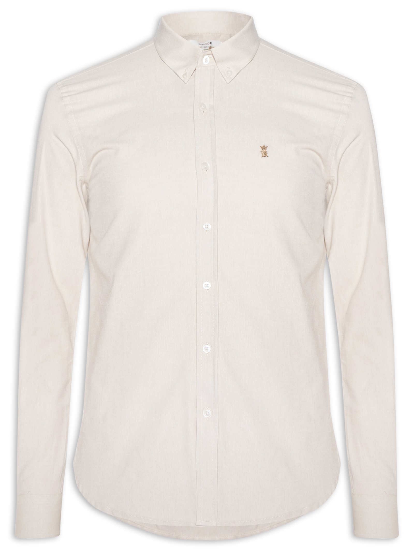 Camisa Masculina Oxford Button Down Bege Sergio K
