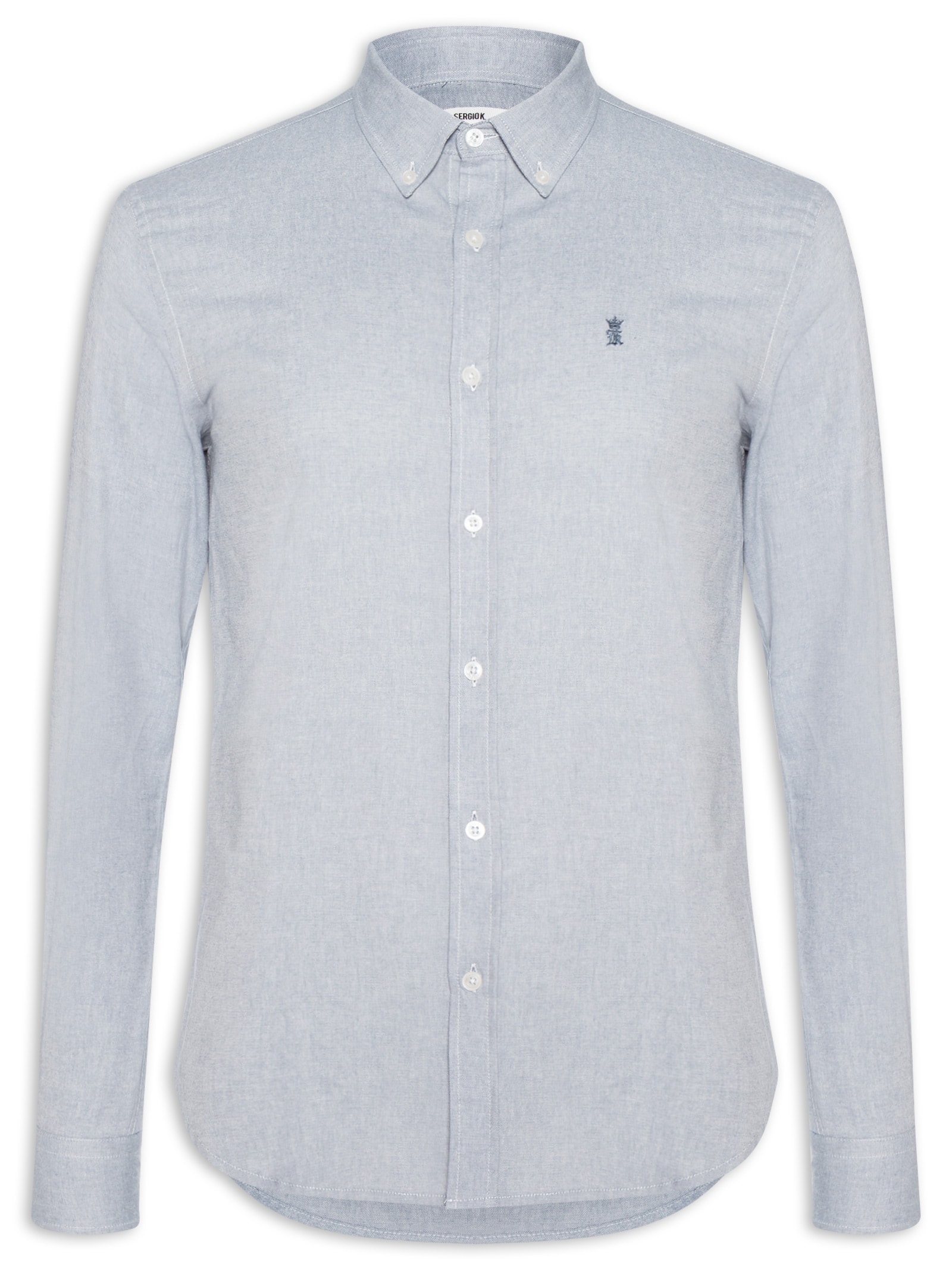 Camisa Masculina Oxford Button Down – Azul Sergio K