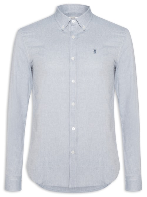 Camisa Masculina Oxford Button Down – Azul