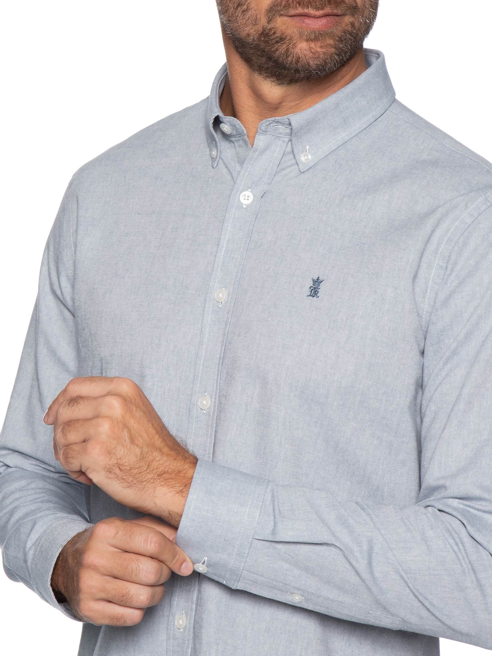 Camisa Masculina Oxford Button Down – Azul Sergio K