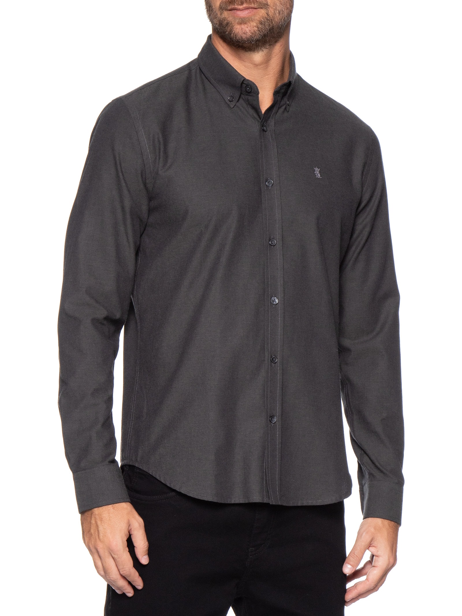 Camisa Masculina Oxford Button Down – Preto Sergio K