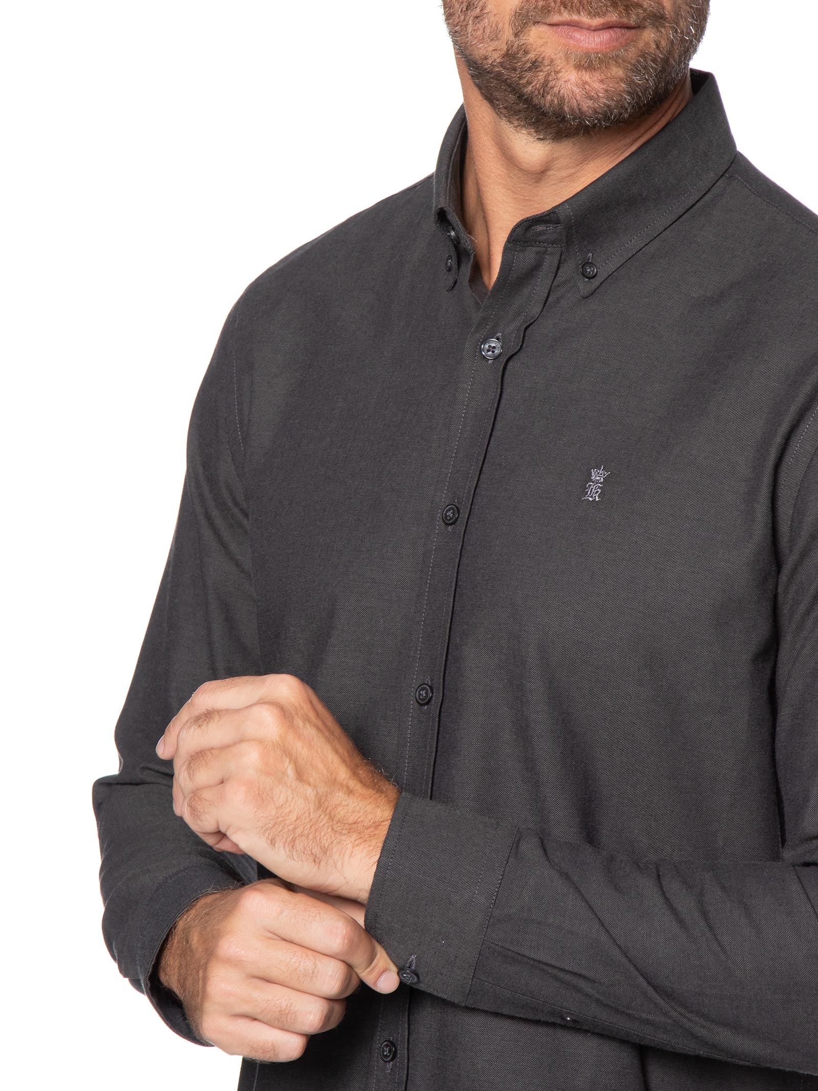 Camisa Masculina Oxford Button Down – Preto Sergio K