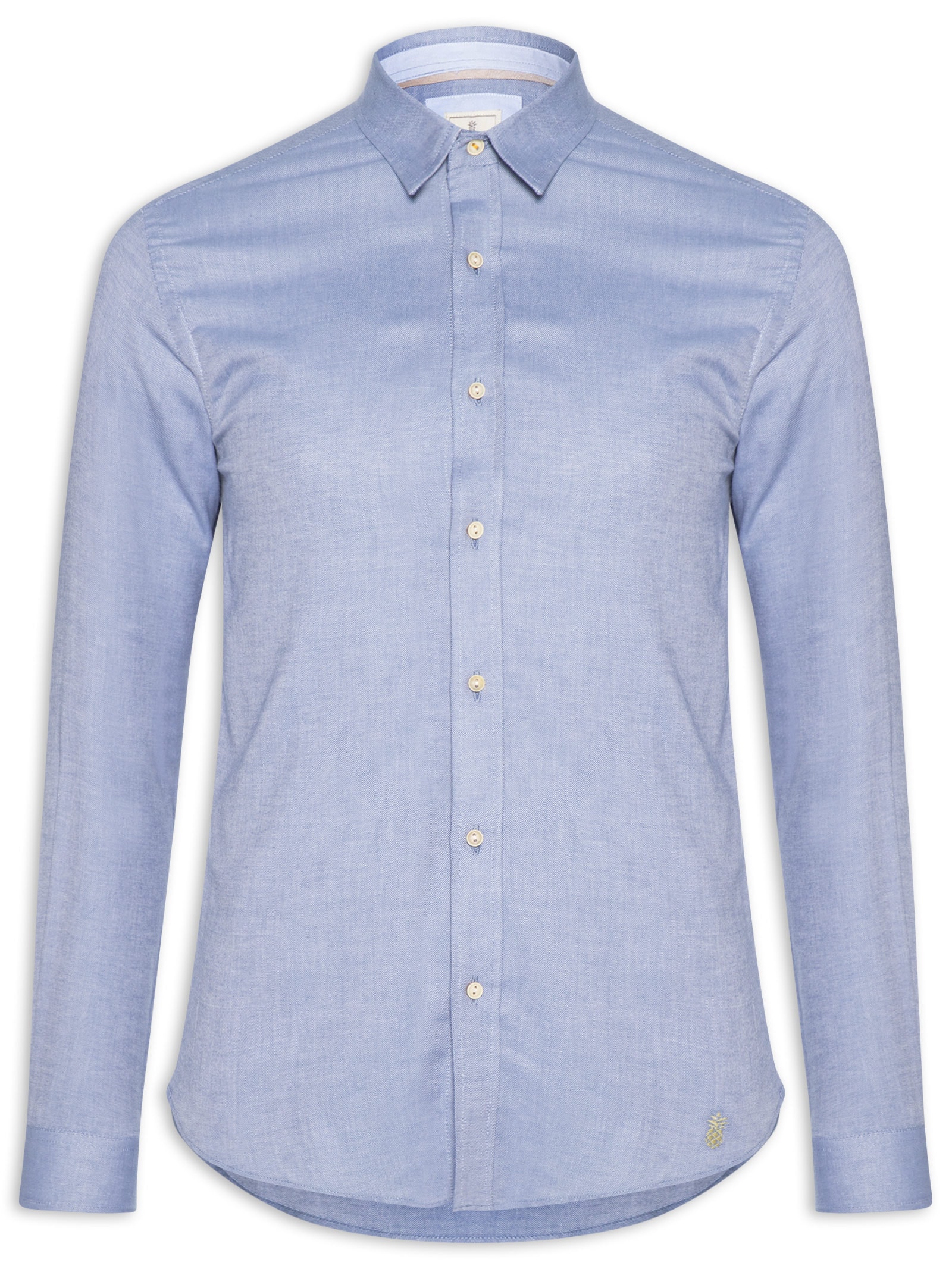 Camisa Masculina Oxford Lisa Azul Pineapple