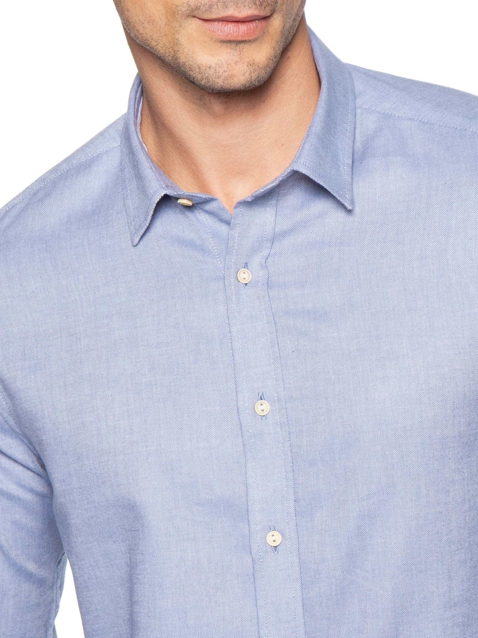 Camisa Masculina Oxford Lisa Azul Pineapple