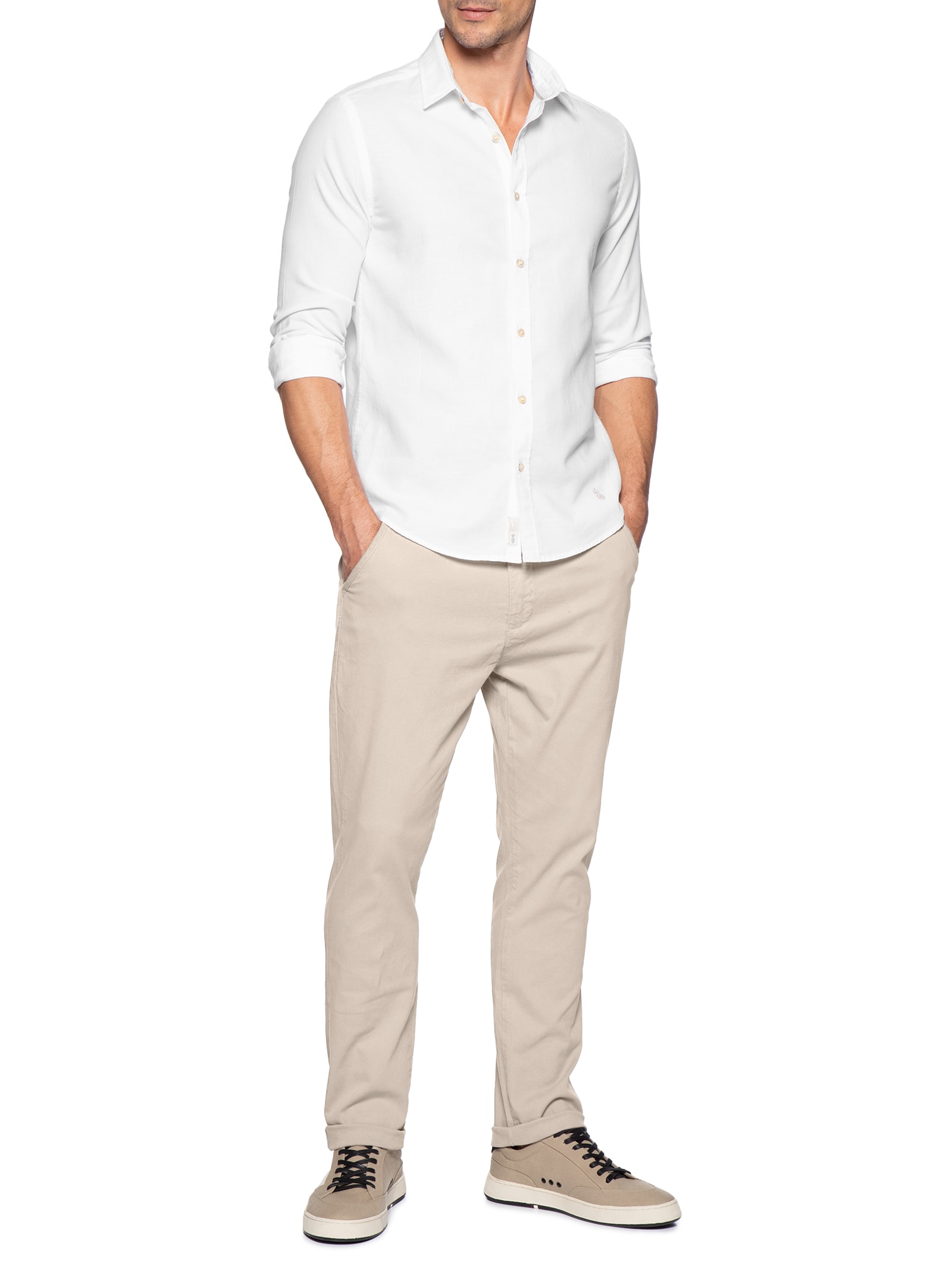 Camisa Masculina Oxford Lisa Branco Pineapple