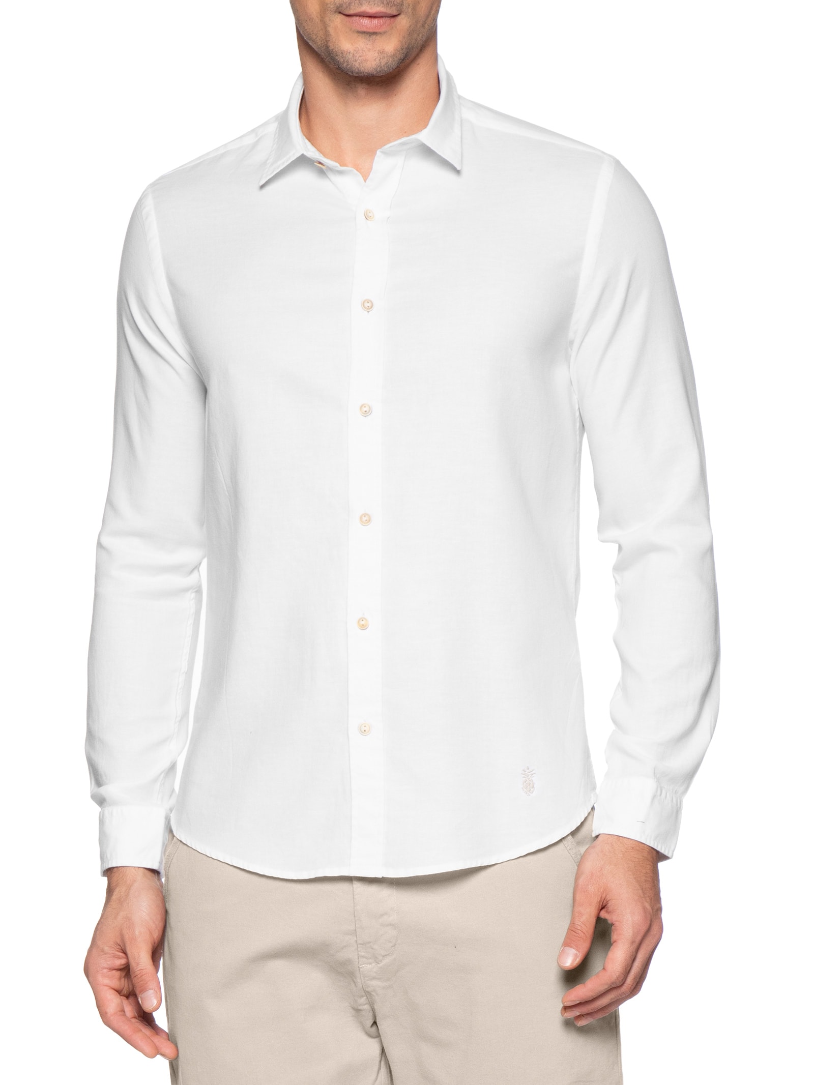 Camisa Masculina Oxford Lisa Branco Pineapple