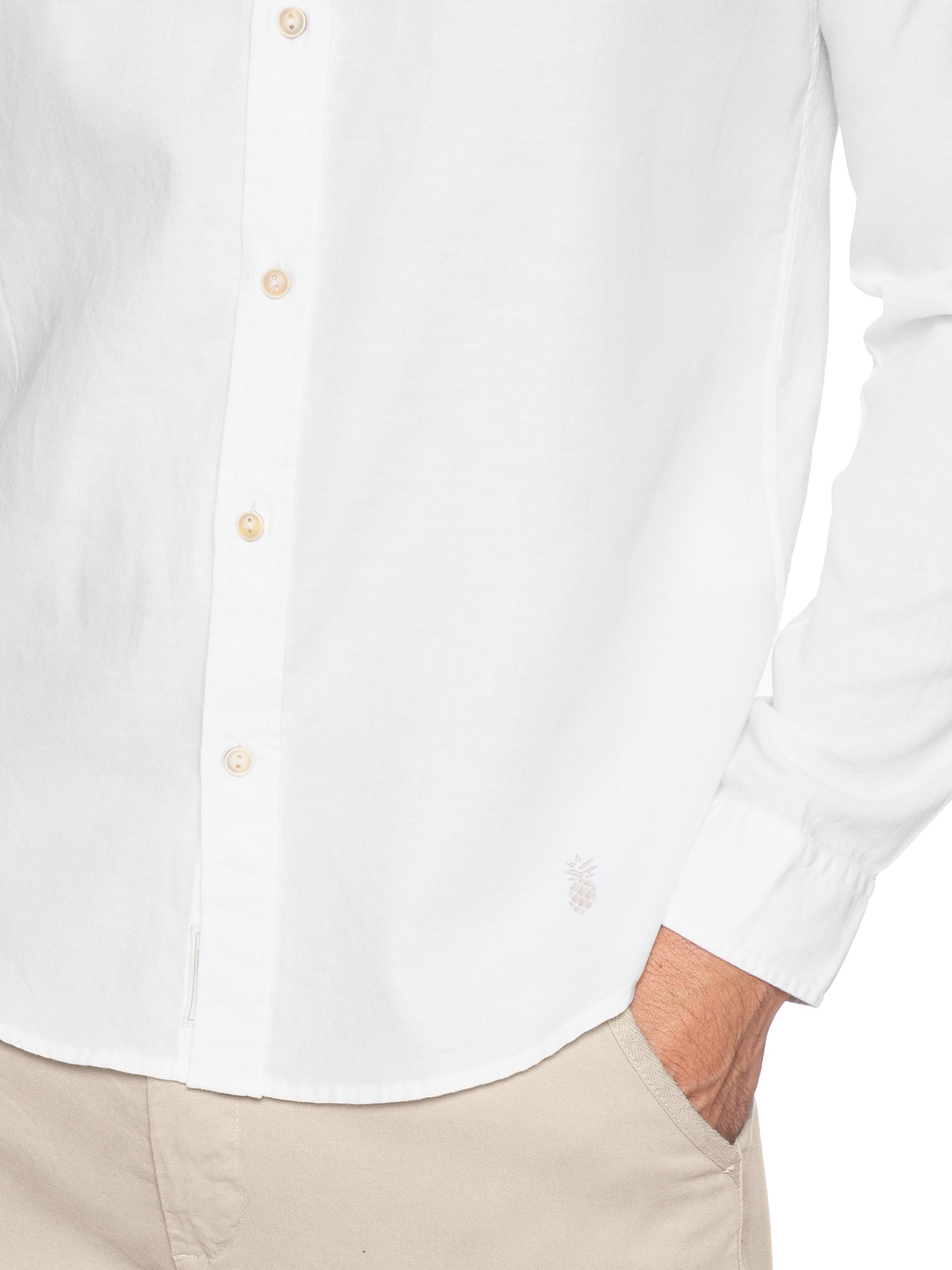 Camisa Masculina Oxford Lisa Branco Pineapple