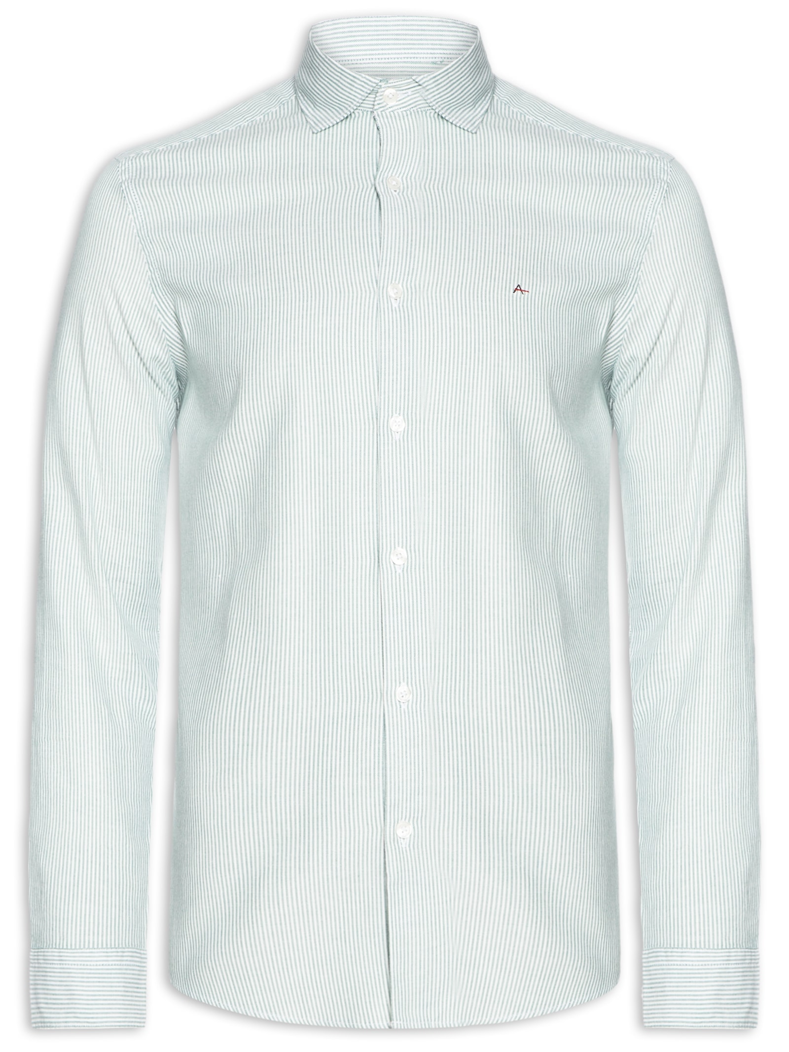 Camisa Masculina Oxford Listrado Verde Aramis