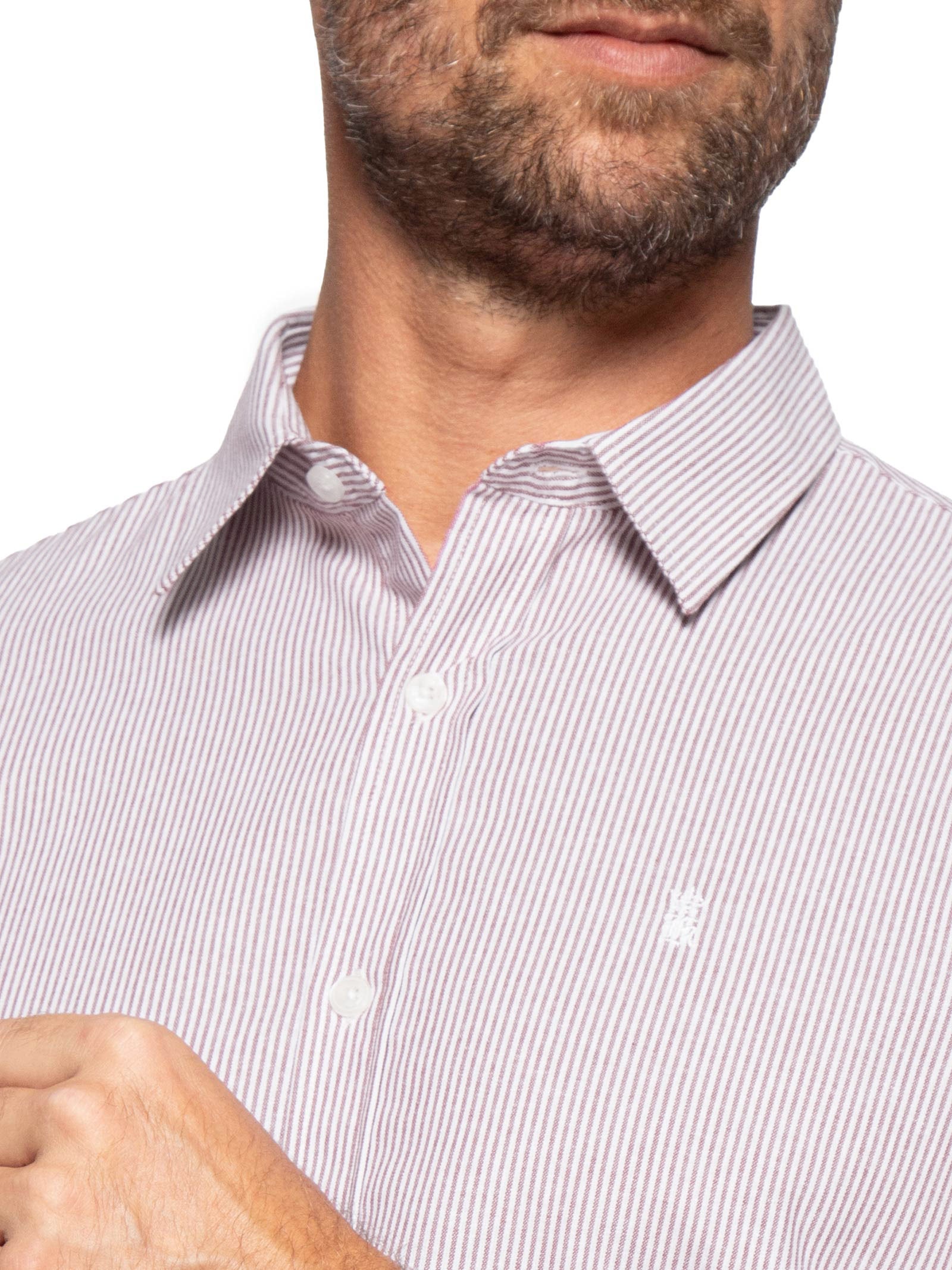 Camisa Masculina Oxford Mini Listras Vermelho Sergio K