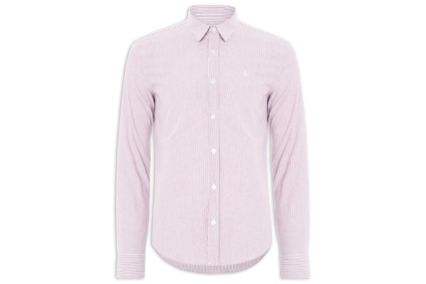 Camisa Masculina Oxford Mini Listras – Vermelho