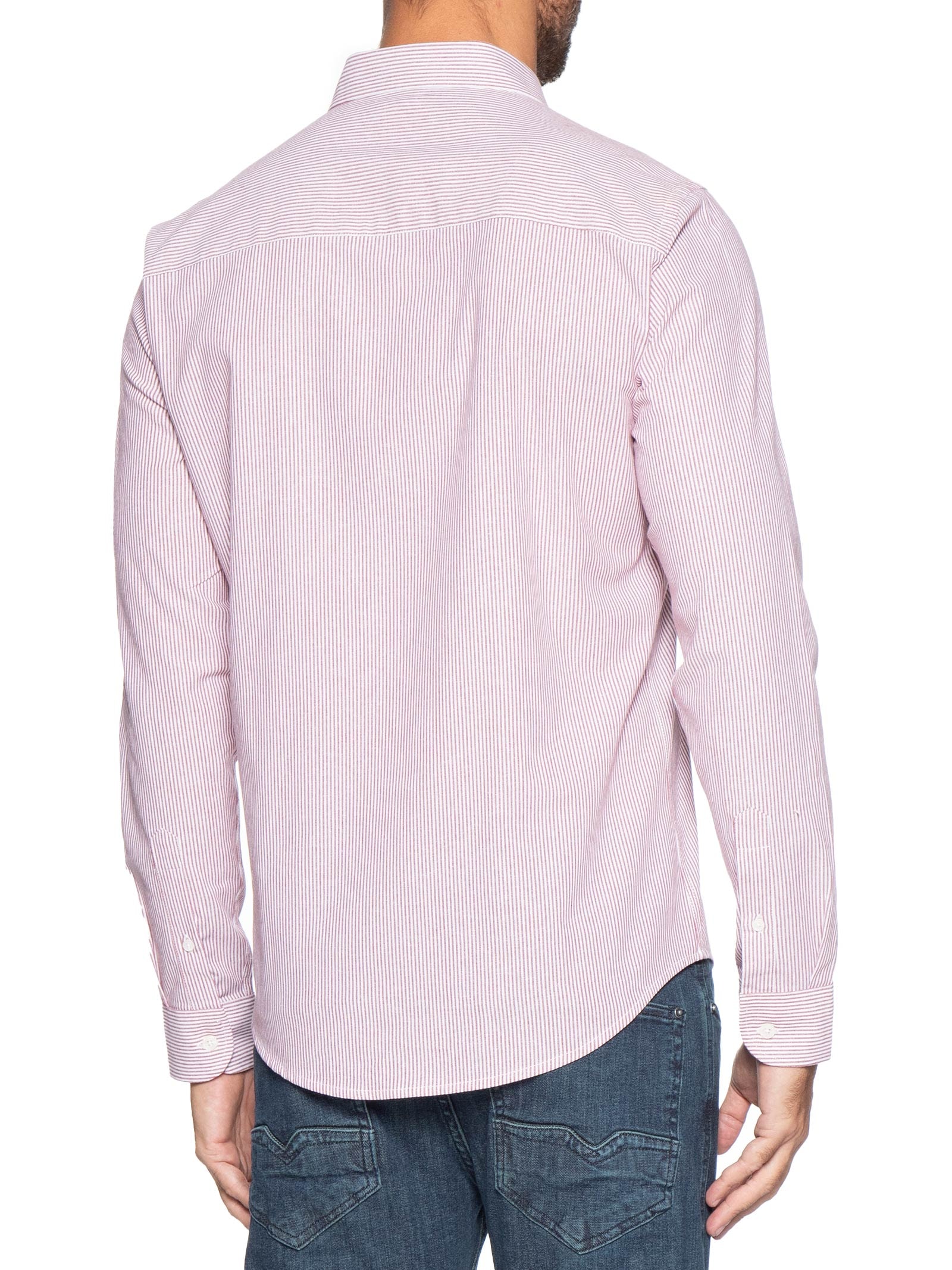 Camisa Masculina Oxford Mini Listras – Vermelho Sergio K