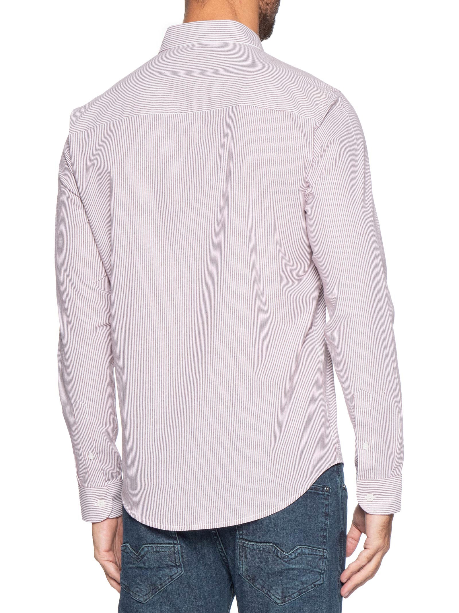 Camisa Masculina Oxford Mini Listras – Vermelho Sergio K
