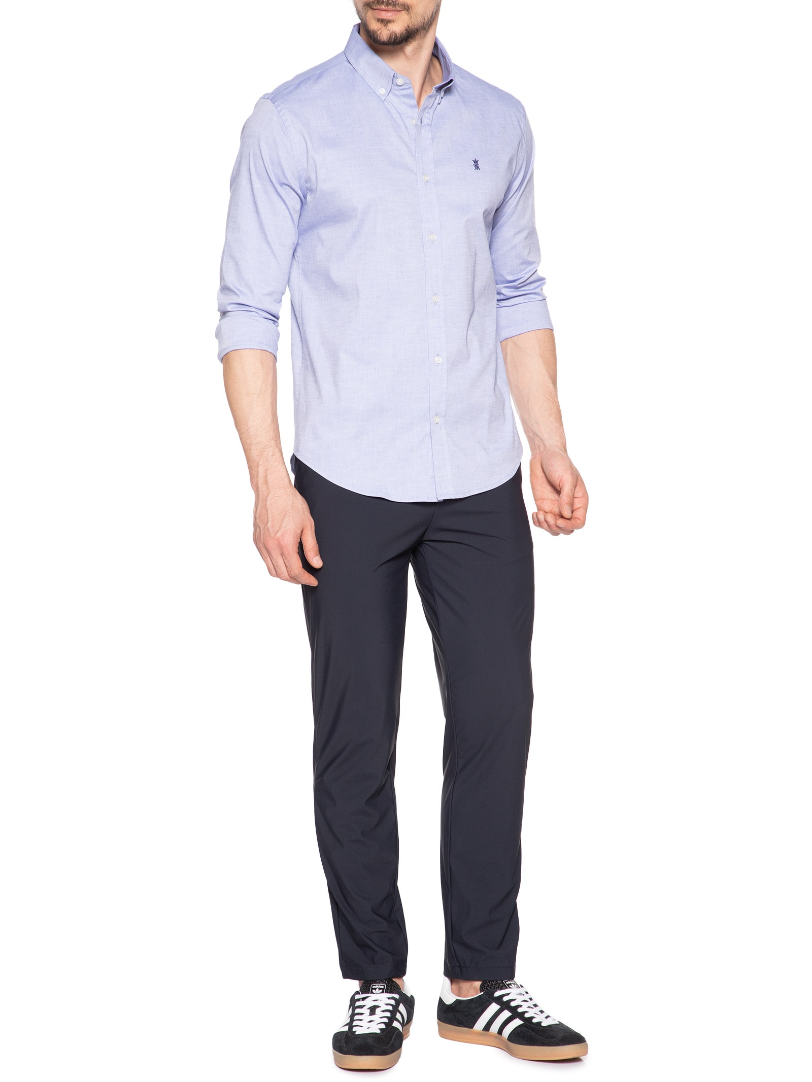 Camisa Masculina Oxford Regular Fit Com Elastano Azul Sergio K