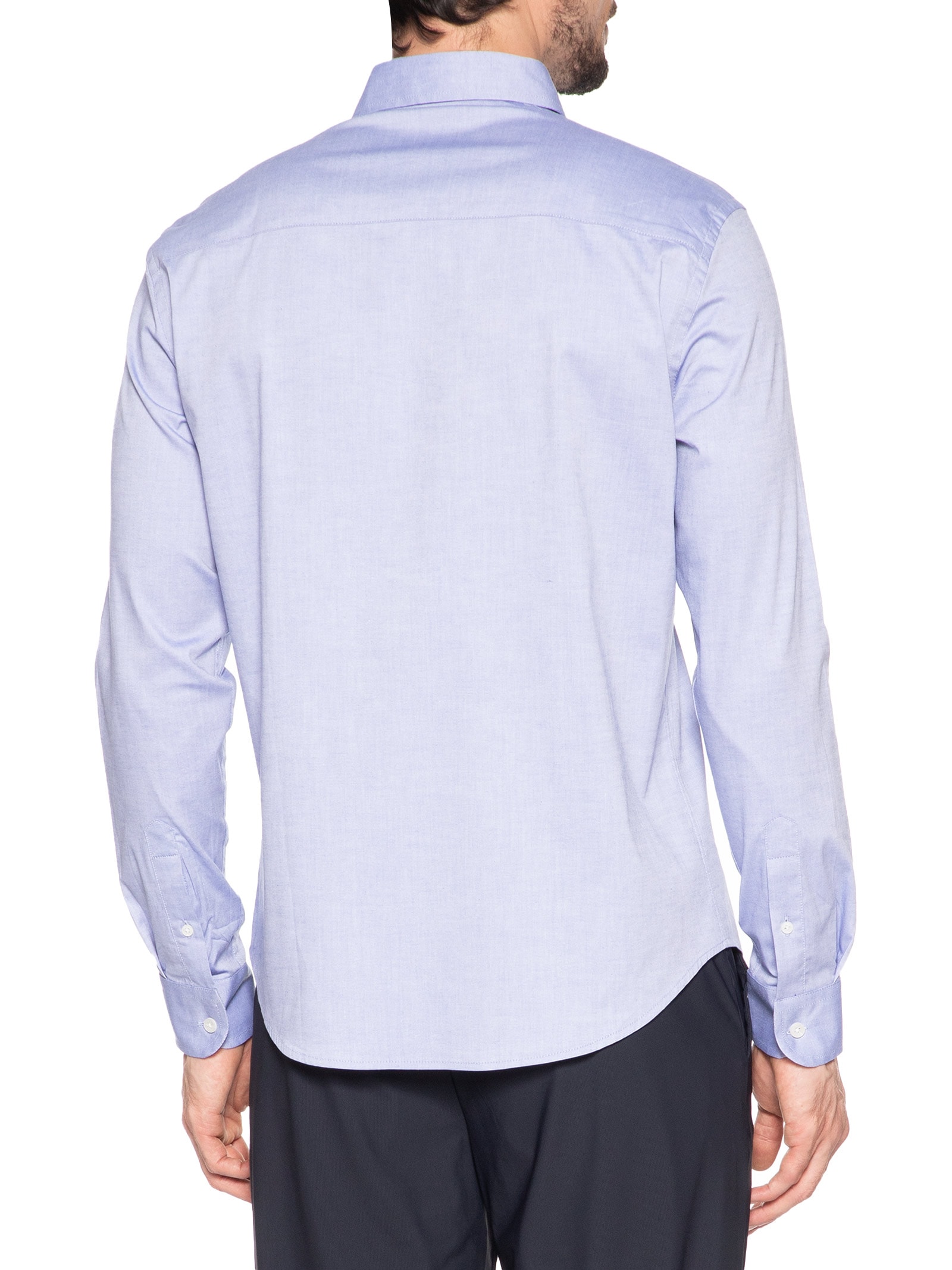 Camisa Masculina Oxford Regular Fit Com Elastano Azul Sergio K