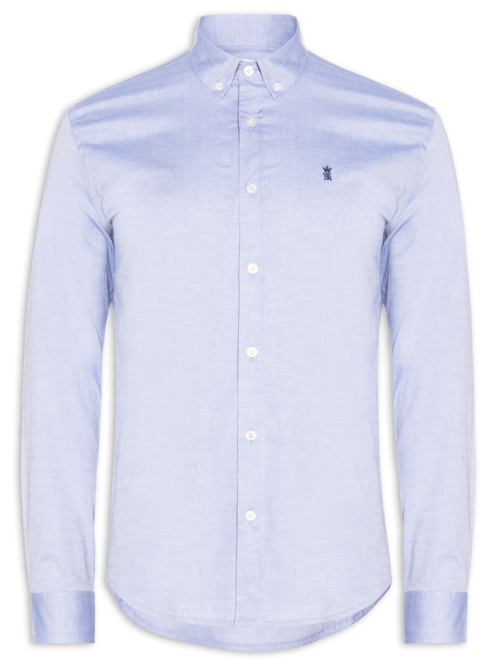 Camisa Masculina Oxford Regular Fit Com Elastano Azul Sergio K