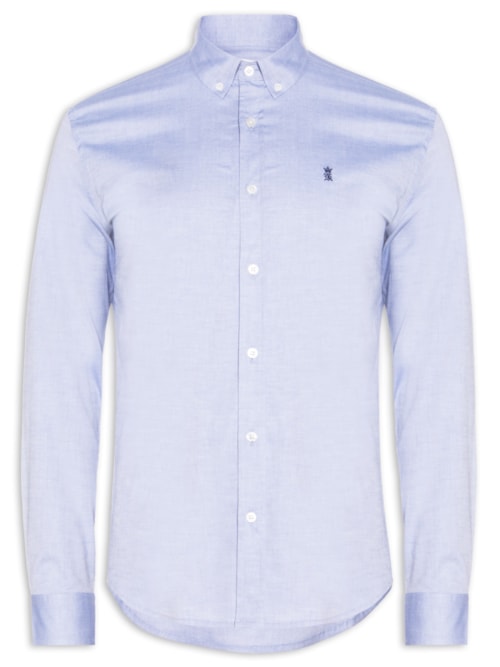 Camisa Masculina Oxford Regular Fit Com Elastano – Azul