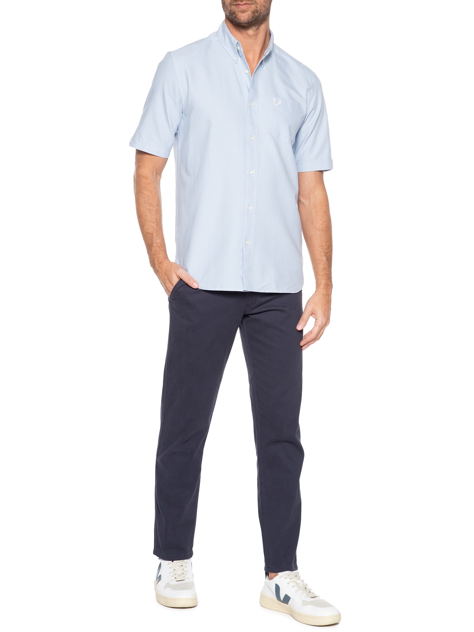 Camisa Masculina Oxford Shirt Azul Fred Perry