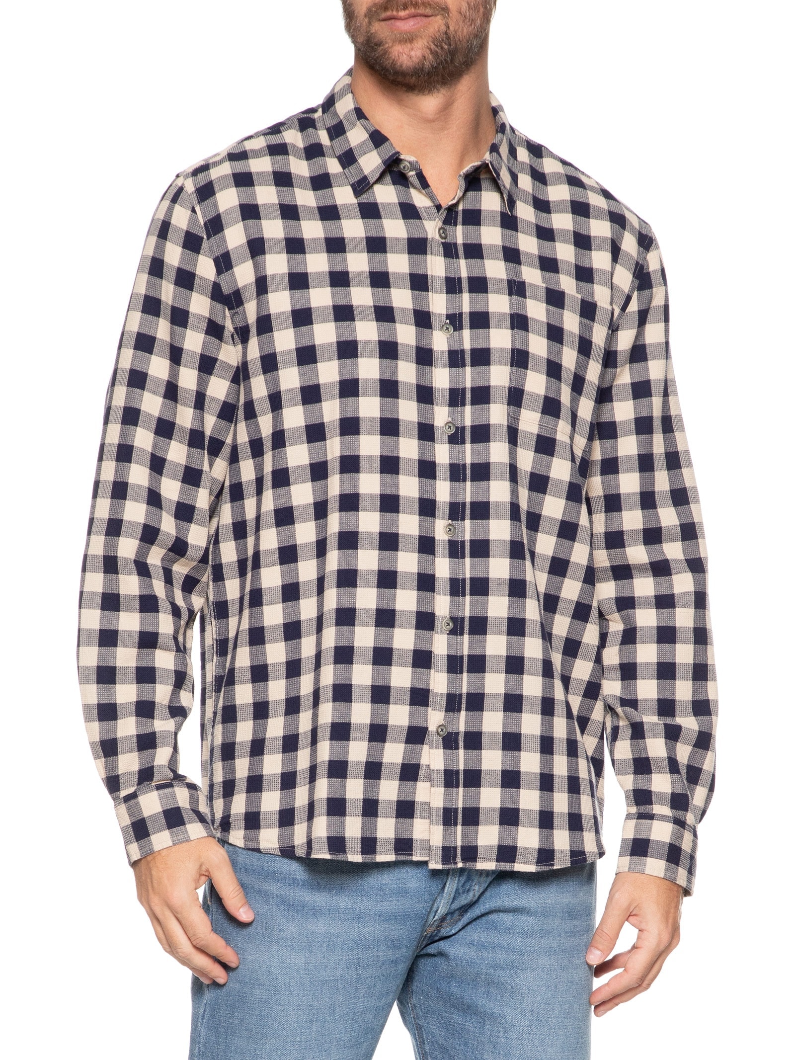 Camisa Masculina Paper Quadriculada Azul Hering