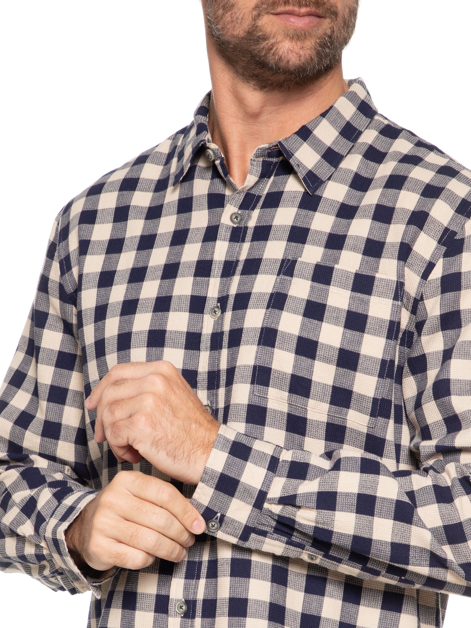 Camisa Masculina Paper Quadriculada Azul Hering