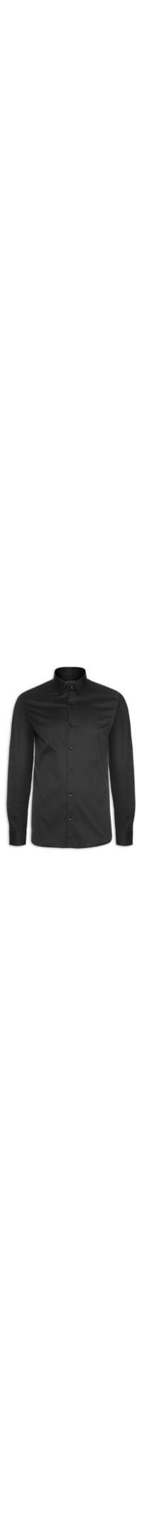 Camisa Masculina Paris Lisa Elastano Manga Longa - Preto
