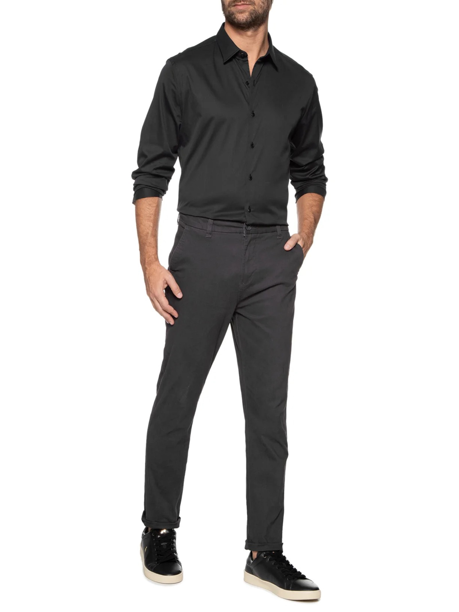 Camisa Masculina Paris Lisa Preto Oficina Reserva