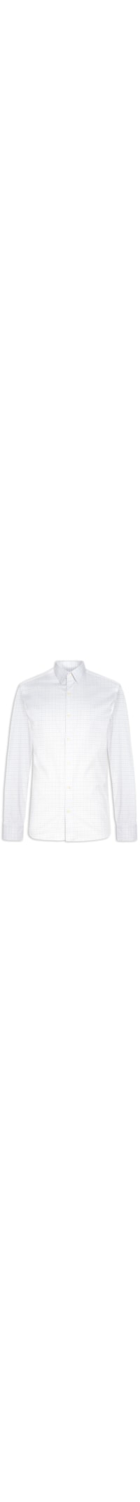 Camisa Masculina Paris Quadriculada Manga Longa - Branco