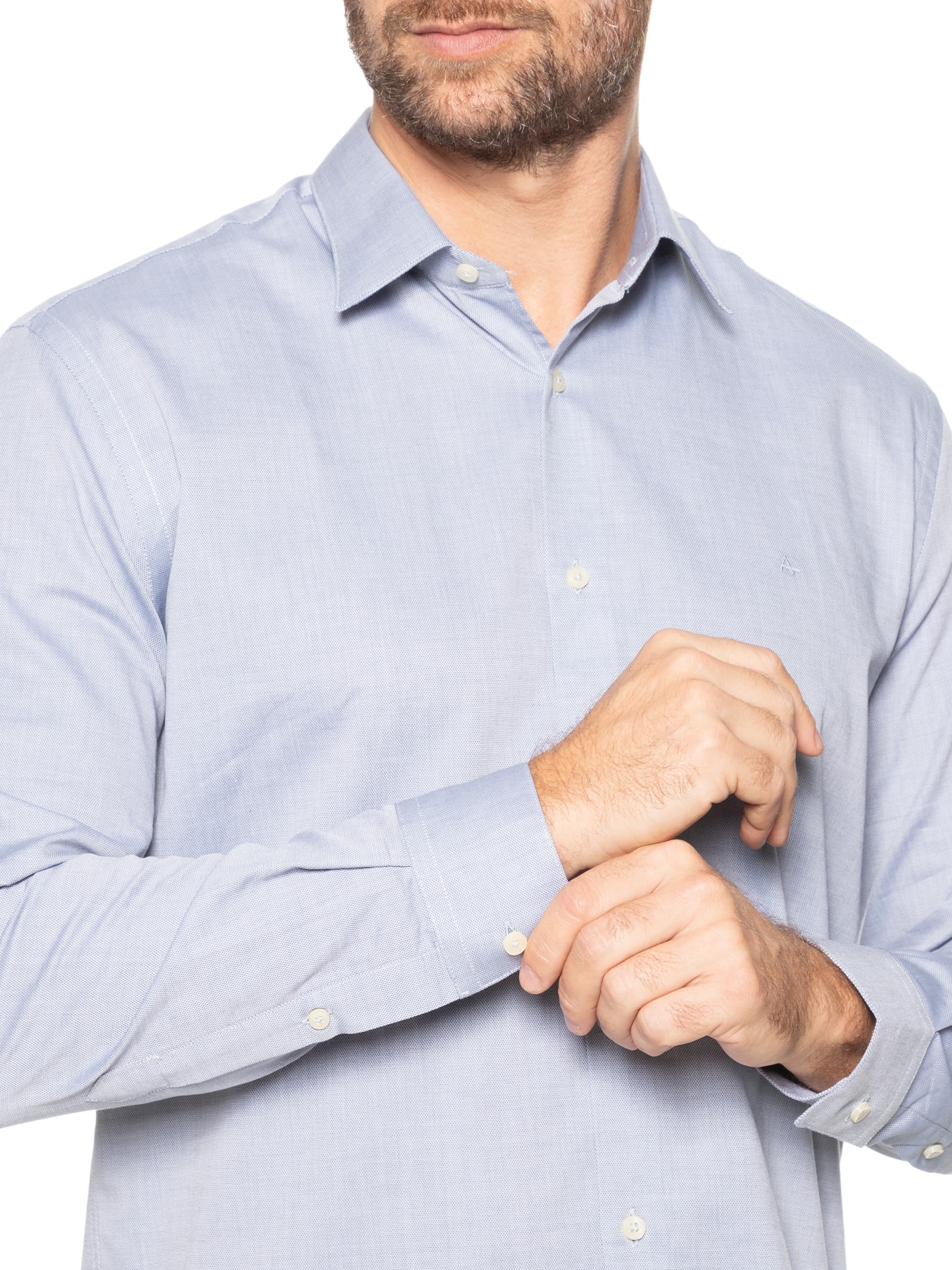 Camisa Masculina Petronas Regular Fit em Fio 50 Egípcio Azul Aramis