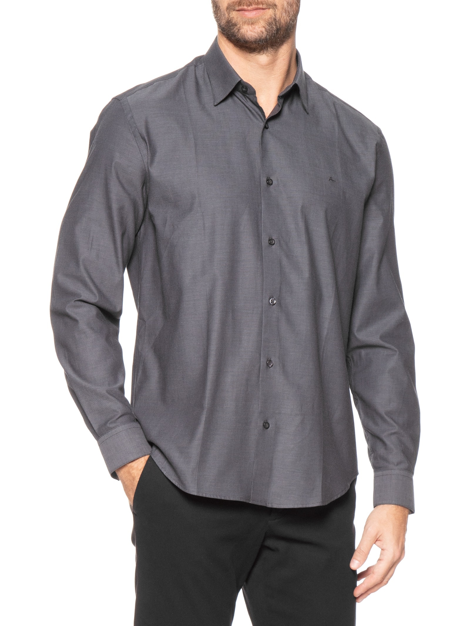 Camisa Masculina Petronas Regular Fit Em Fio 50 Egípcio Cinza Aramis