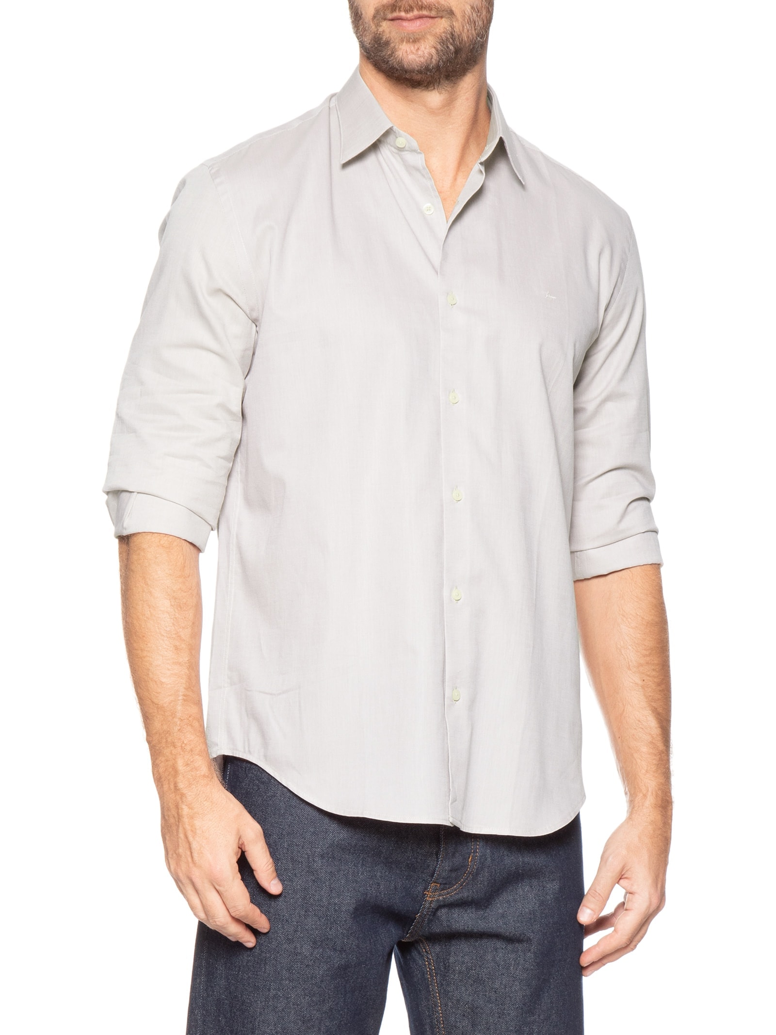 Camisa Masculina Petronas Regular Fit Fio 50 Egípcio Bege Aramis