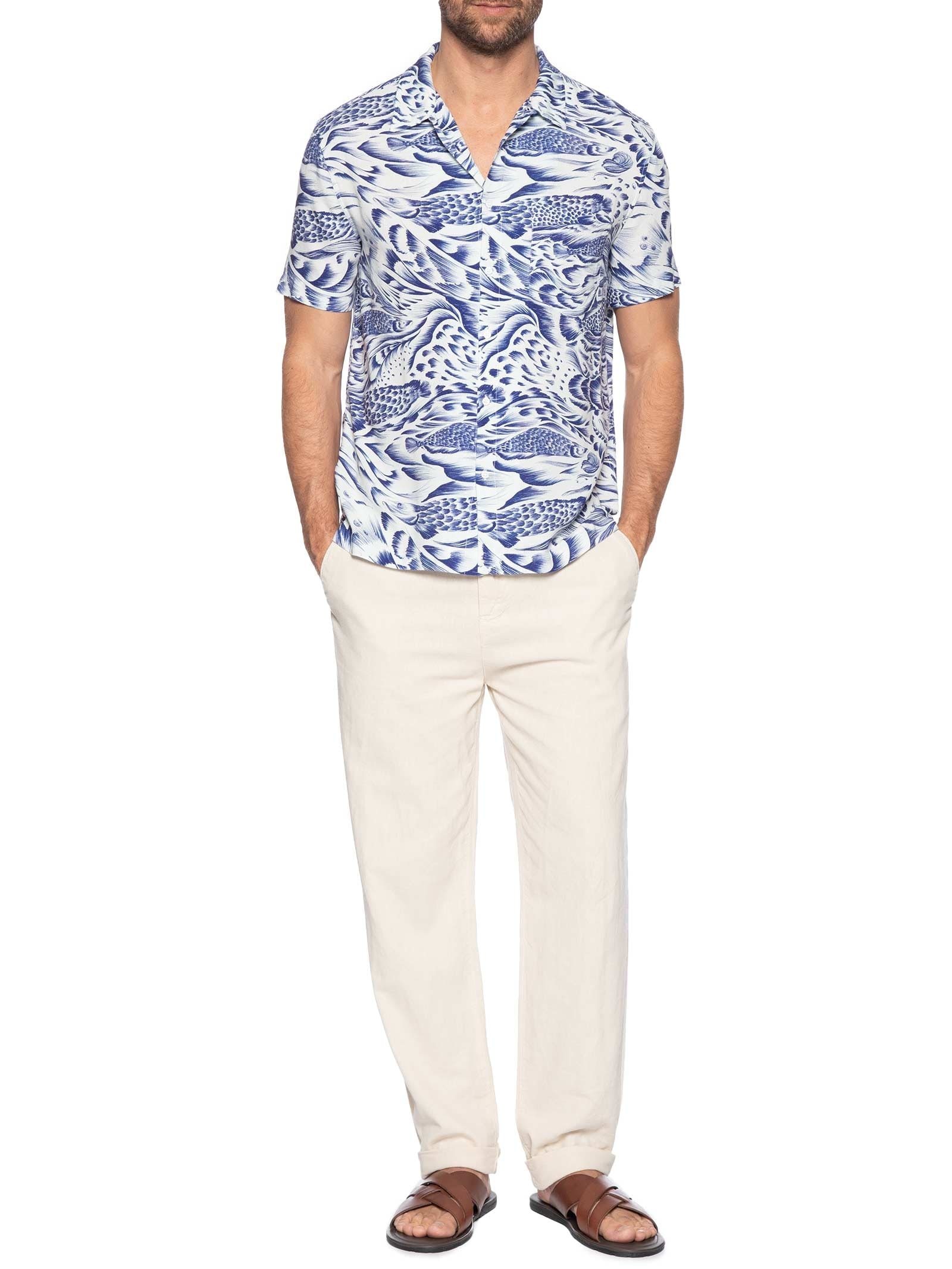 Camisa Masculina Pirarucu Trace Blue Azul Osklen