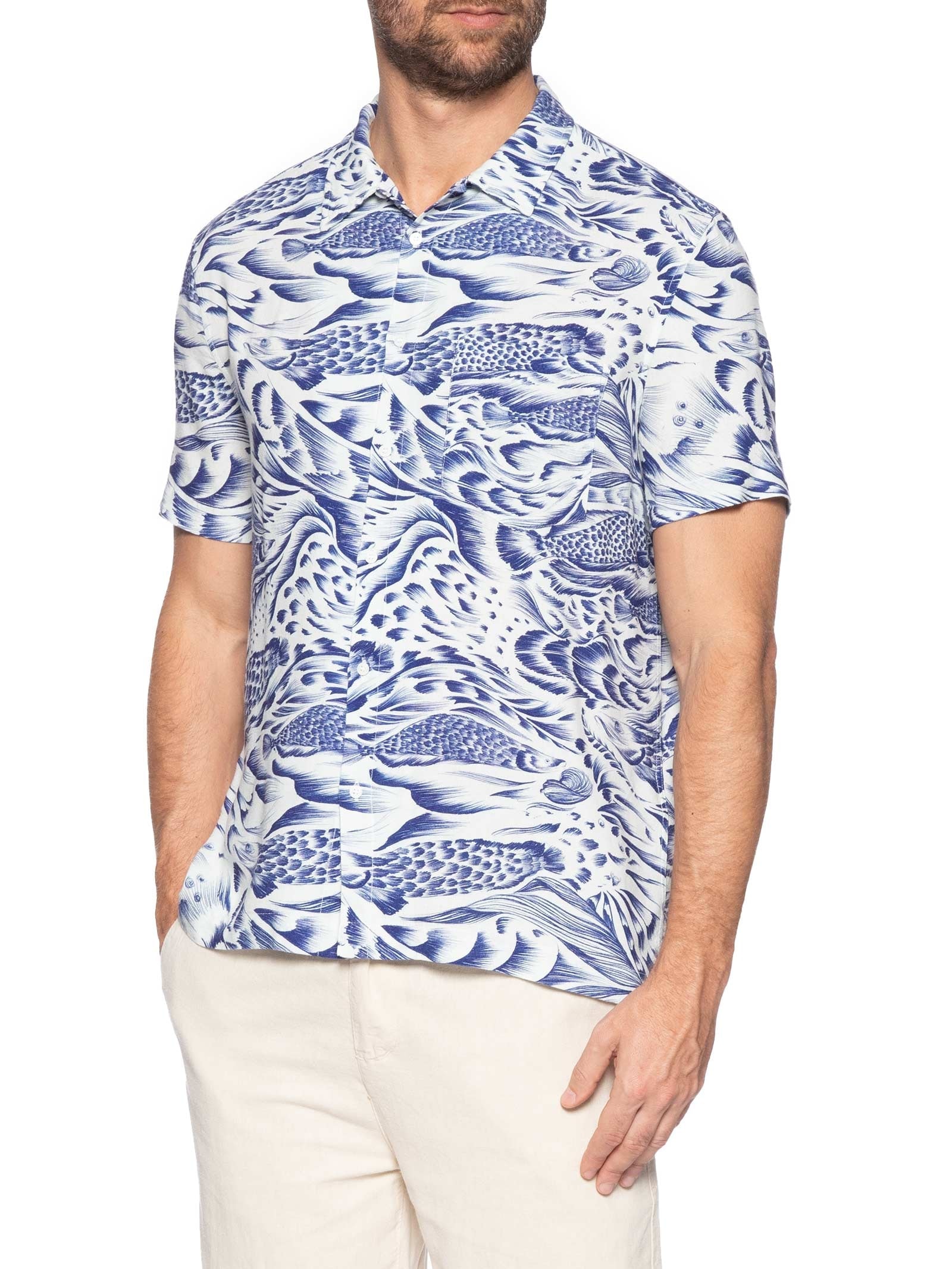 Camisa Masculina Pirarucu Trace Blue Azul Osklen