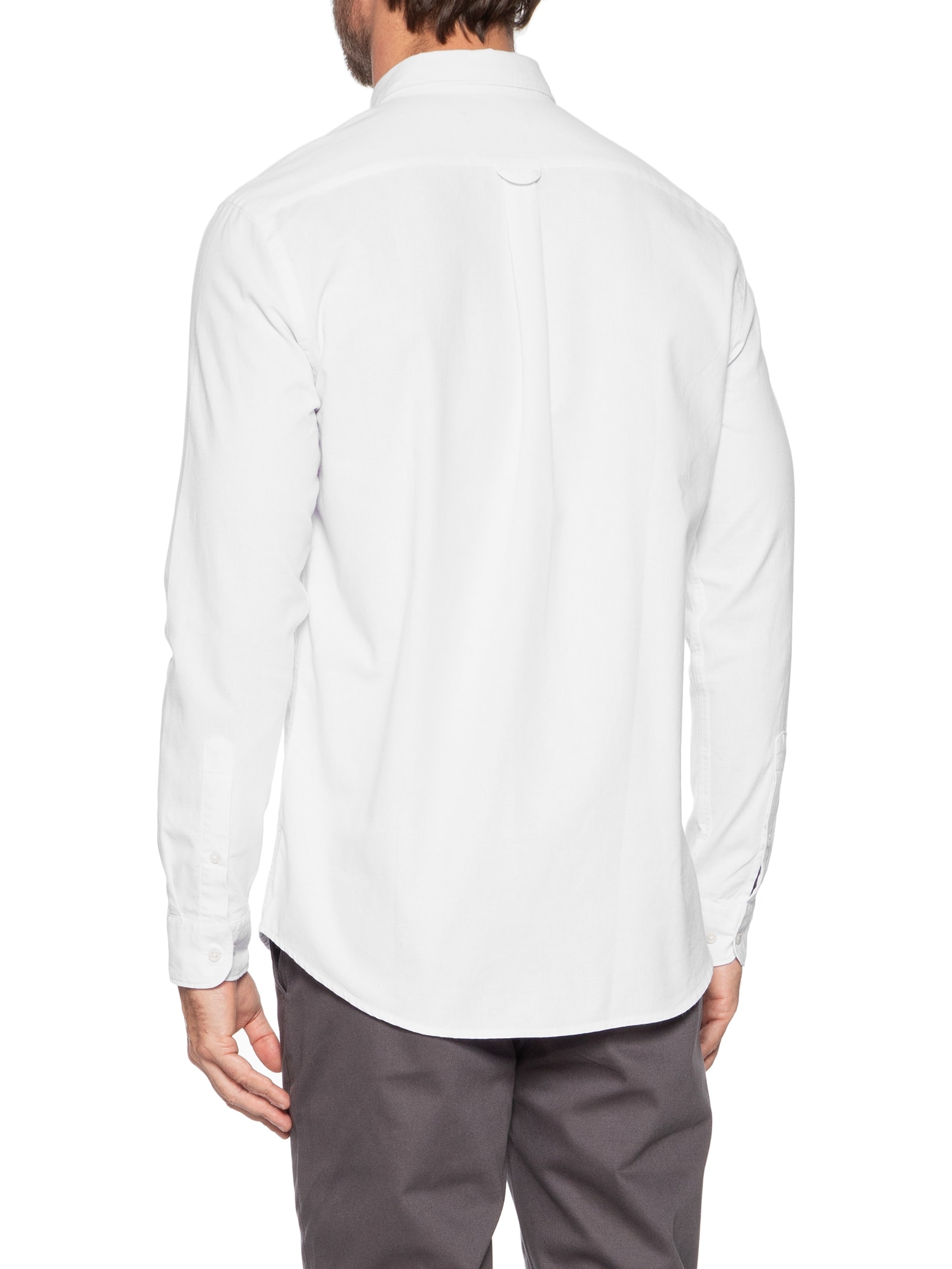 Camisa Masculina Planalto Button Down Slim Fit em Oxford Branco Aramis
