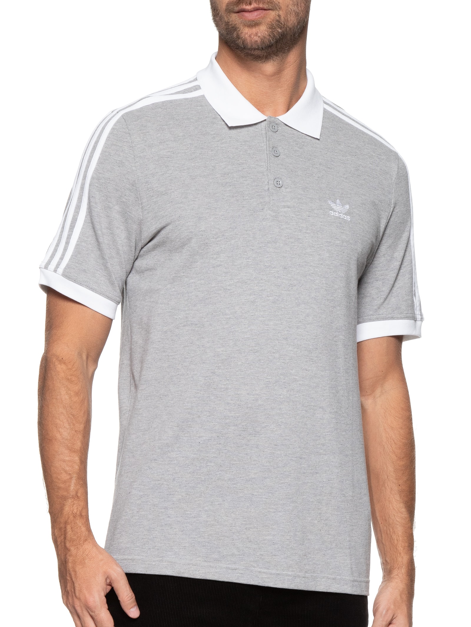 Camisa Masculina Polo 3 Stripes - Cinza - Adidas Originals