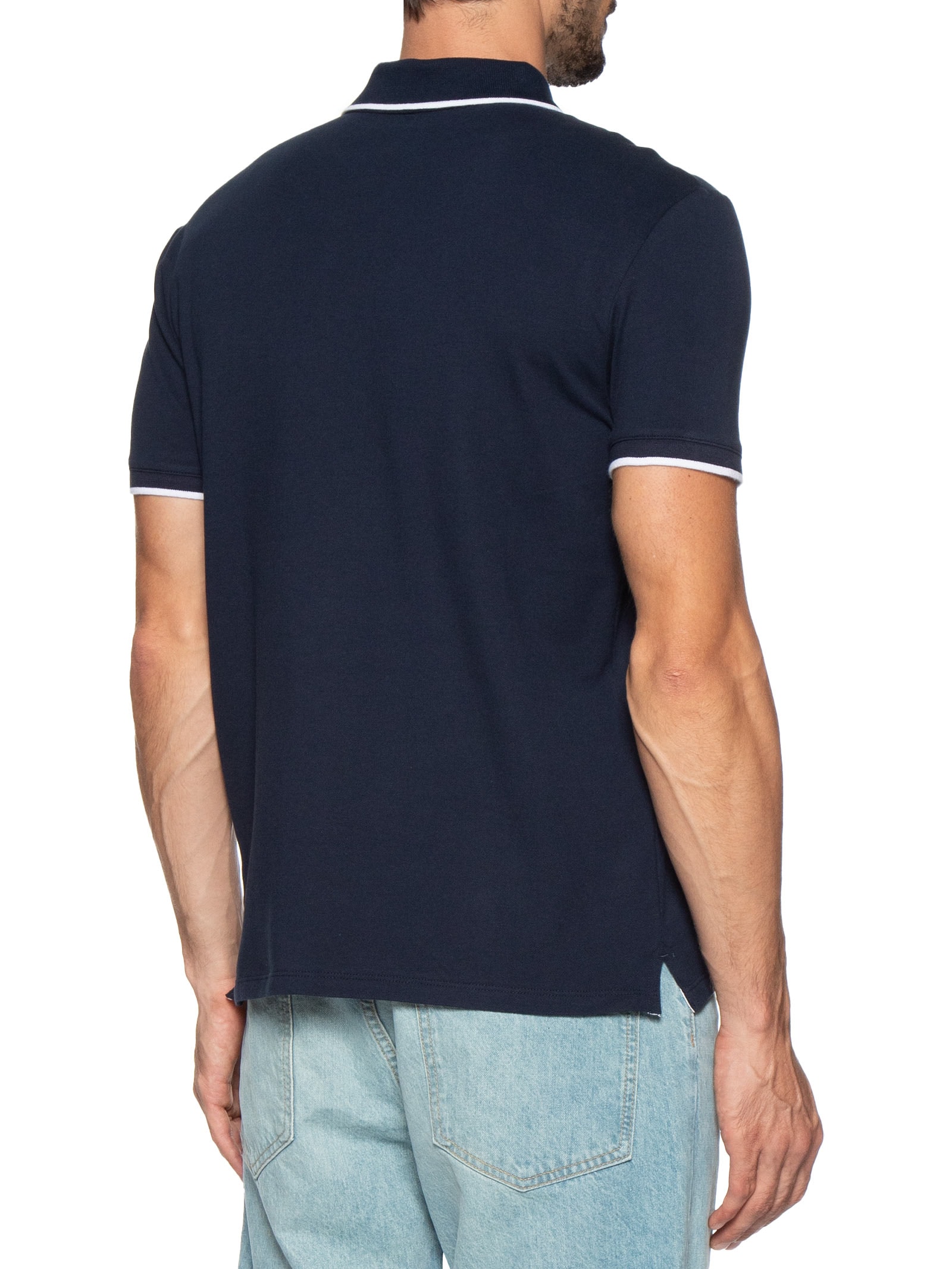 Camisa Masculina Polo Manga Curta Stretch Pique Azul Calvin Klein - White Label