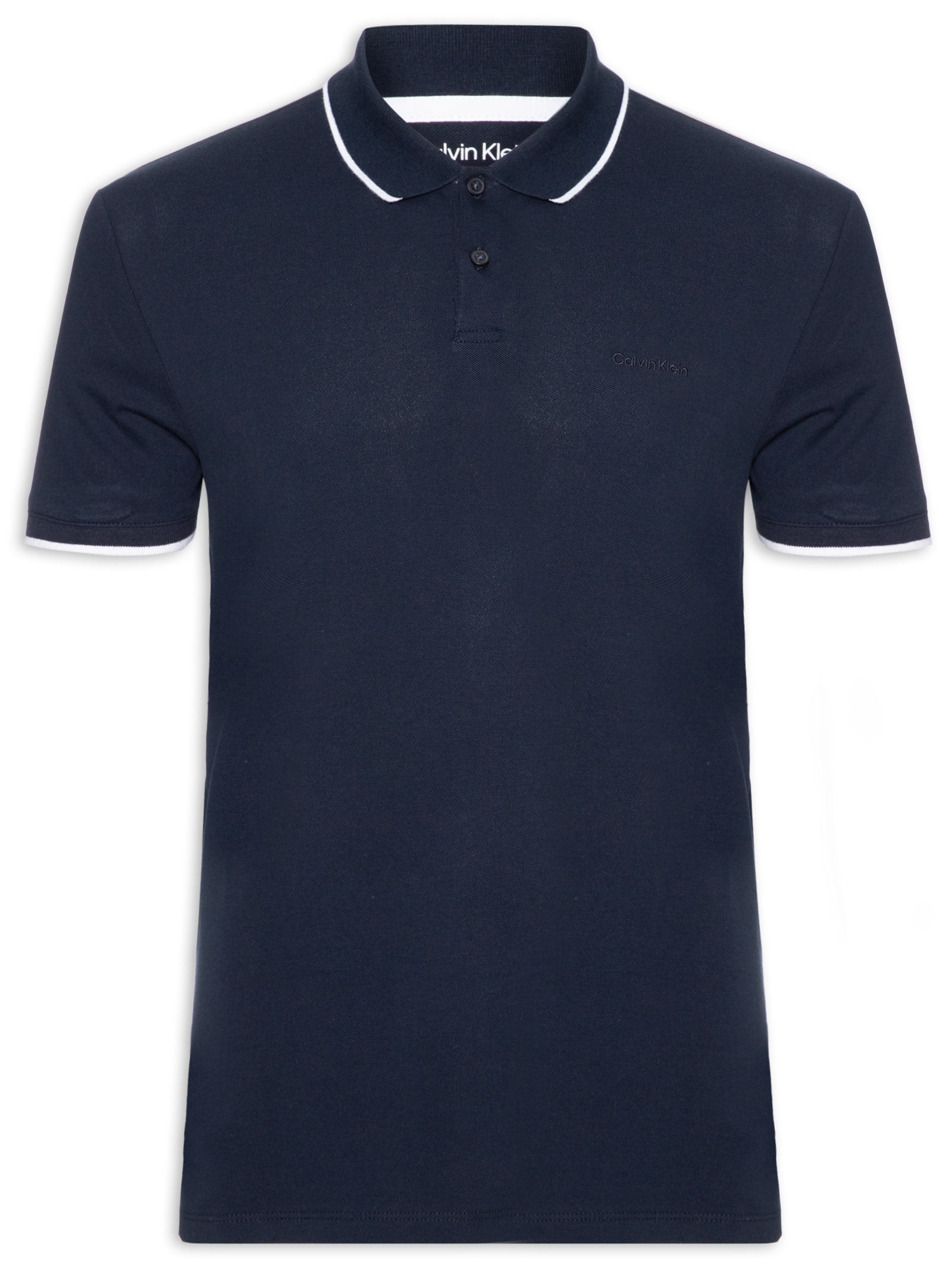 Camisa Masculina Polo Manga Curta Stretch Pique Azul Calvin Klein - White Label