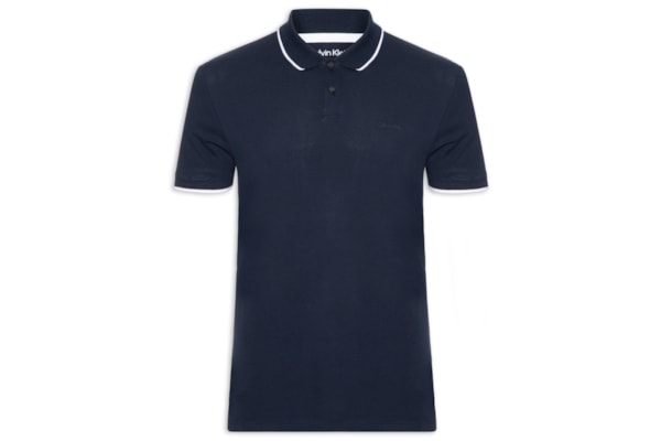 Camisa Masculina Polo Manga Curta Stretch Pique - Azul