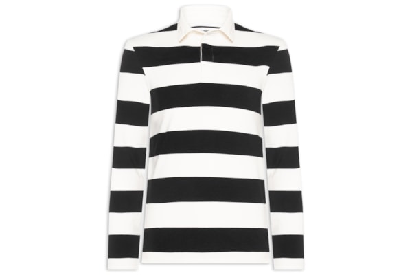 Camisa Masculina Polo Manga Longa Rugby Listrada - Branco