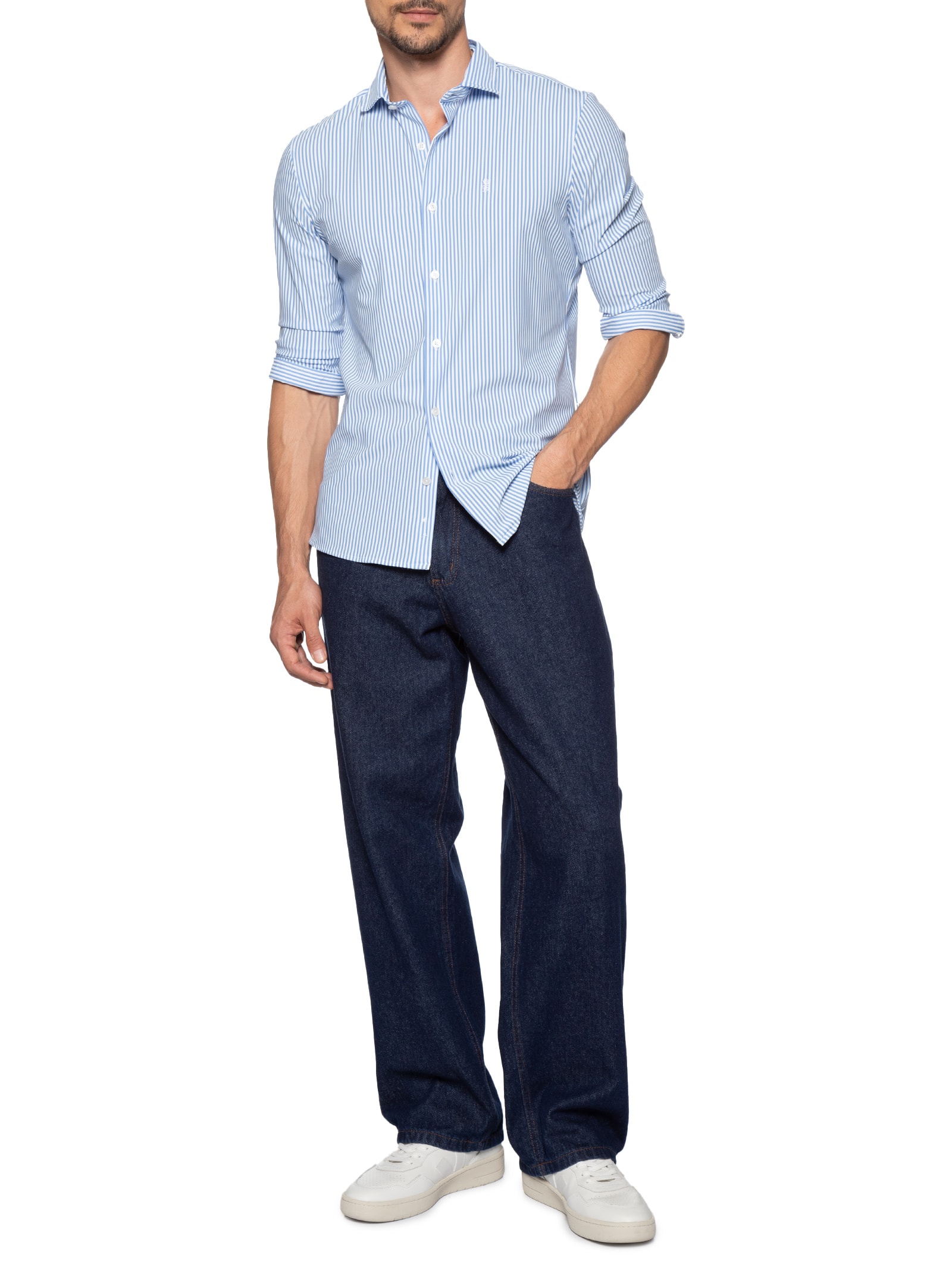 Camisa Masculina Power Poliamida Elastano Ft Azul Sergio K