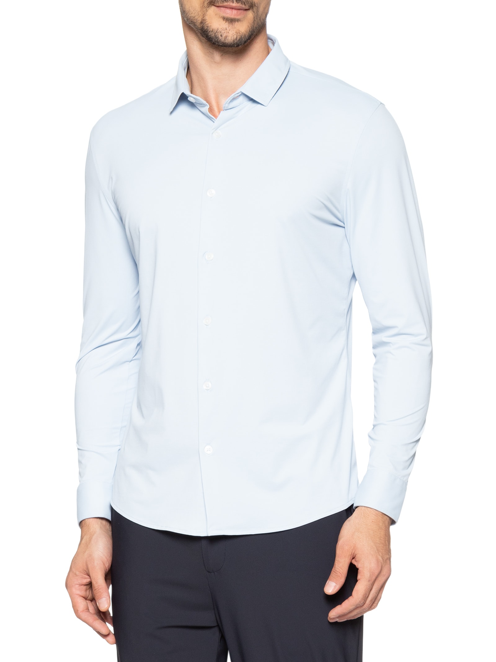 Camisa Masculina Power Poliamida Elastano Lisa Azul Sergio K