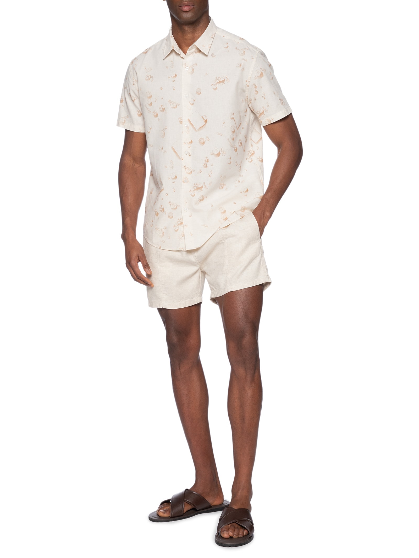 Camisa Masculina Praia Bege Foxton