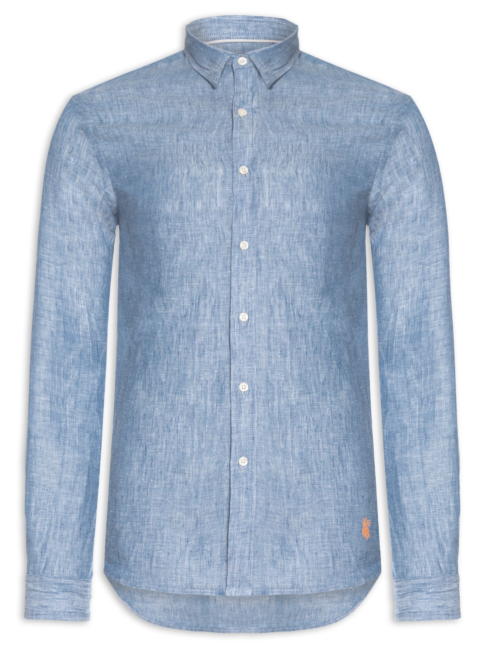Camisa Masculina Puro Linho Azul Pineapple