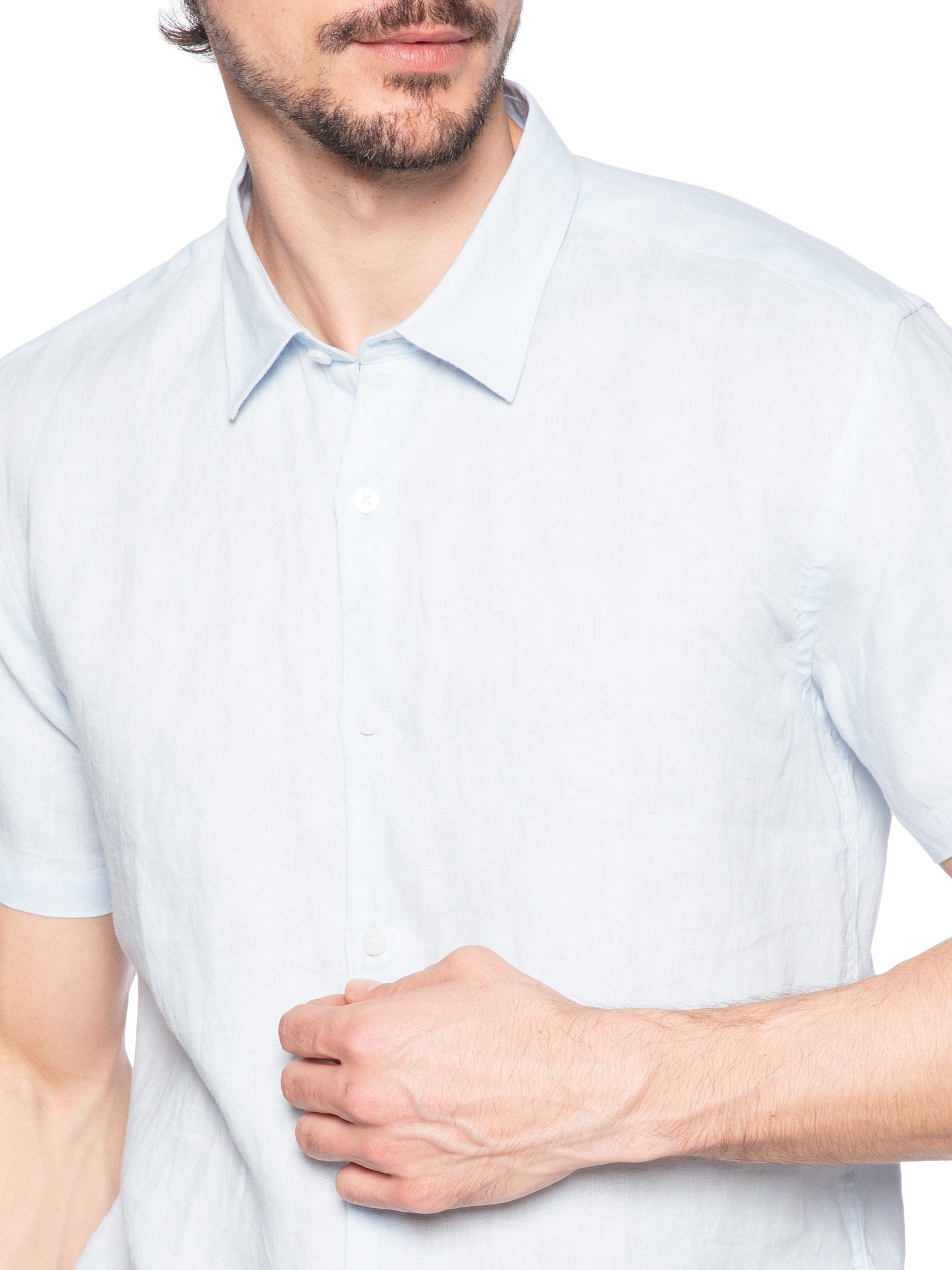 Camisa Masculina Puro Linho Lumiar Azul Foxton