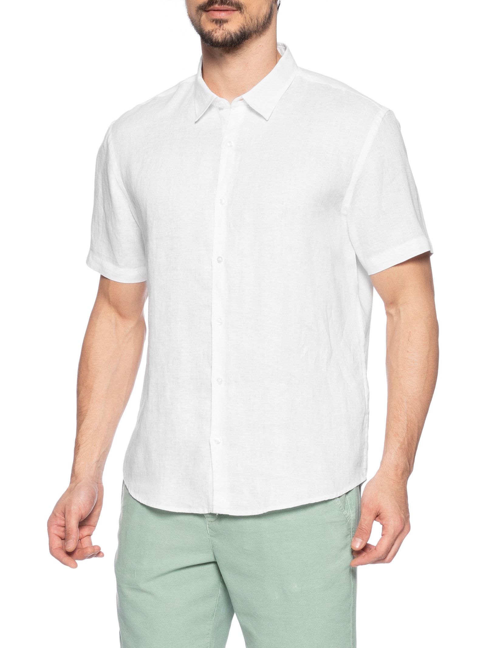 Camisa Masculina Puro Linho Lumiar Branco Foxton