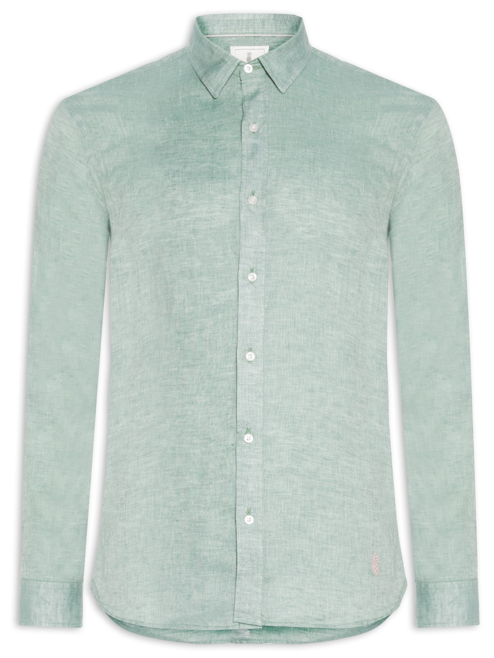 Camisa Masculina Puro Linho Verde Pineapple