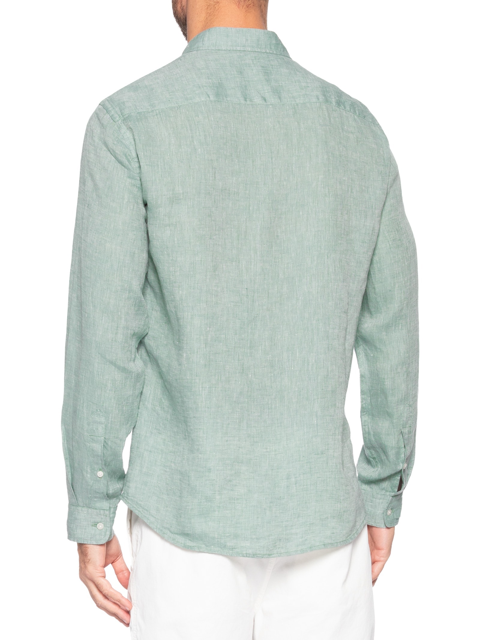 Camisa Masculina Puro Linho Verde Pineapple