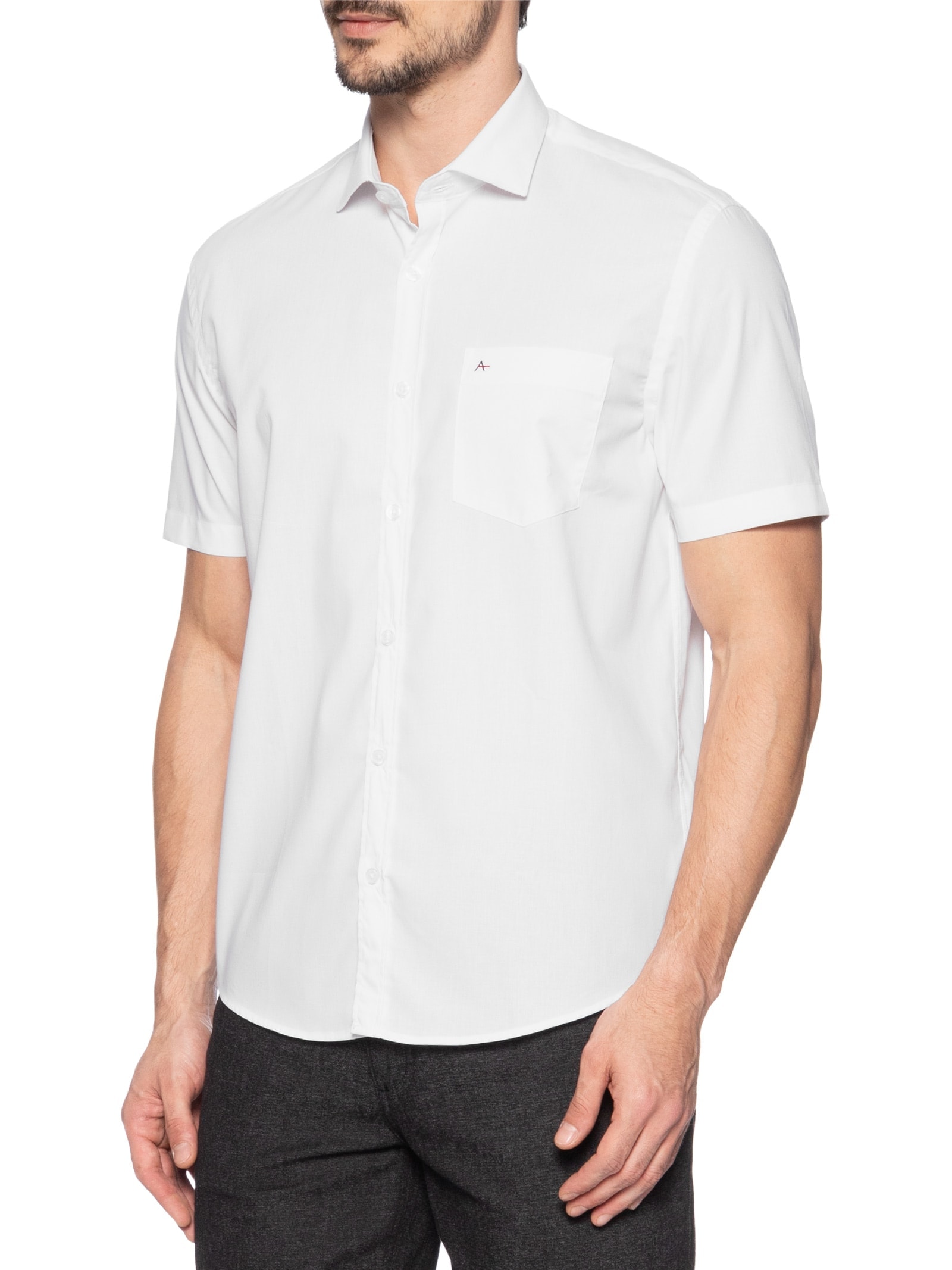 Camisa Masculina Regular Bolso Tric Lisa Out Branco Aramis