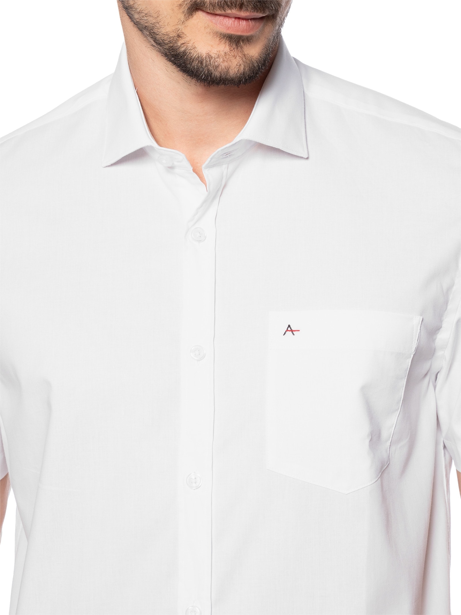 Camisa Masculina Regular Bolso Tric Lisa Out Branco Aramis